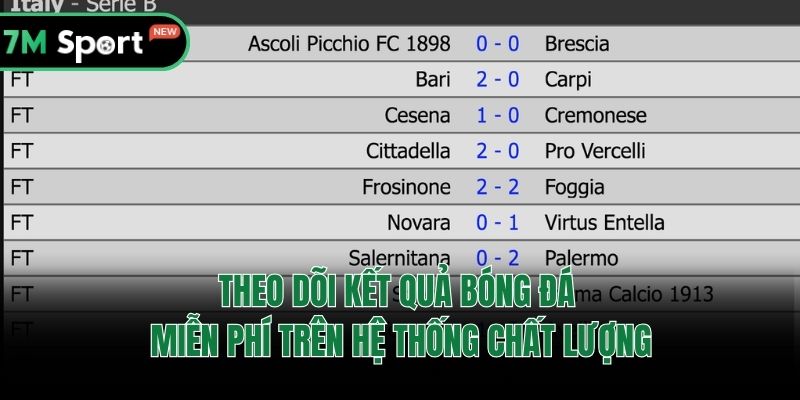 Theo dõi kết quả bóng đá miễn phí trên hệ thống chất lượng
