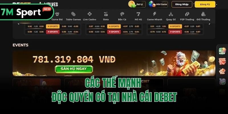 Các thế mạnh độc quyền có tại nhà cái DEBET